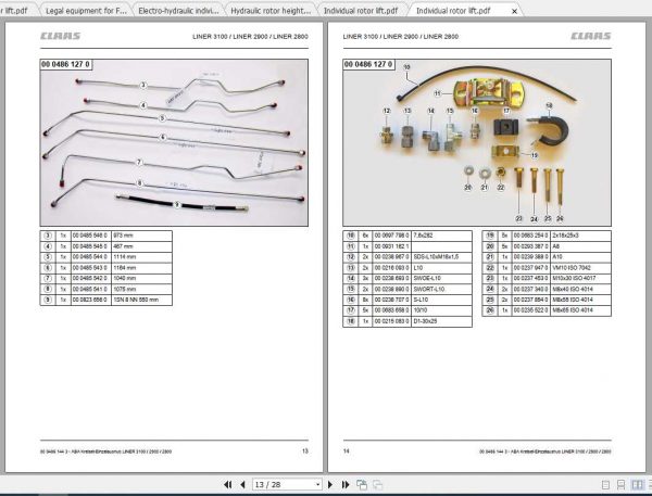Claas Swathers LINER 2600 3100 Fitting Instruction 2