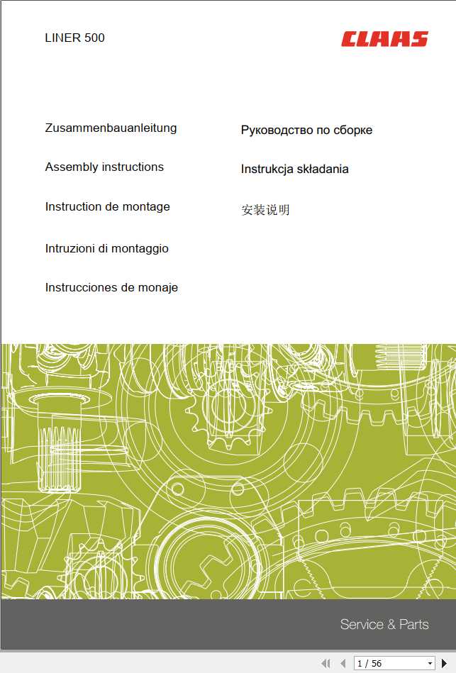 Claas Swathers LINER 500 Assembly Instruction 0002921741 1