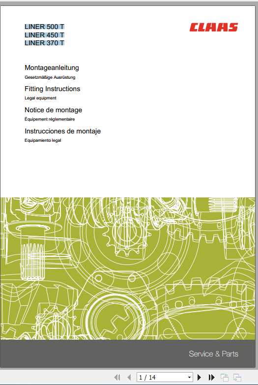Claas Swathers LINER 500 T 450 T 370 T Fitting Instruction 1