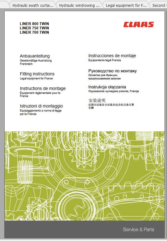 Claas Swathers LINER 650 800 TWIN Fitting Instruction 1