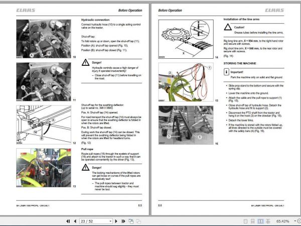 Claas Swathers Liner 1550 Profil Operators Manual 2