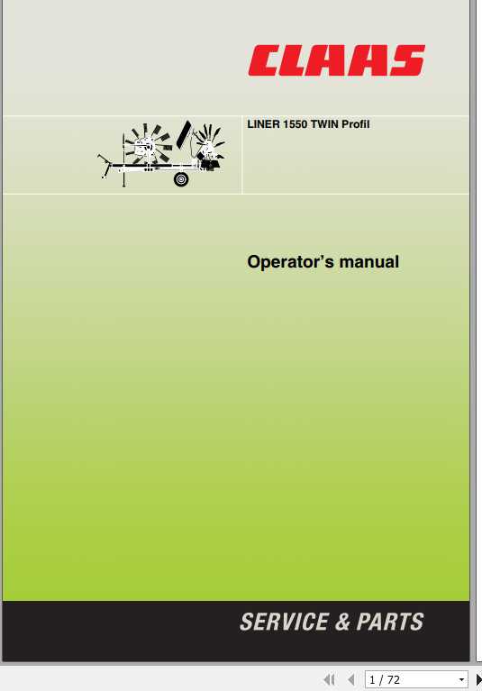 Claas Swathers Liner 1550 Twin Profil Operators Manual 1