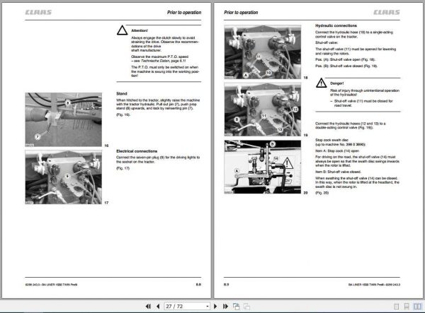 Claas Swathers Liner 1550 Twin Profil Operators Manual 2