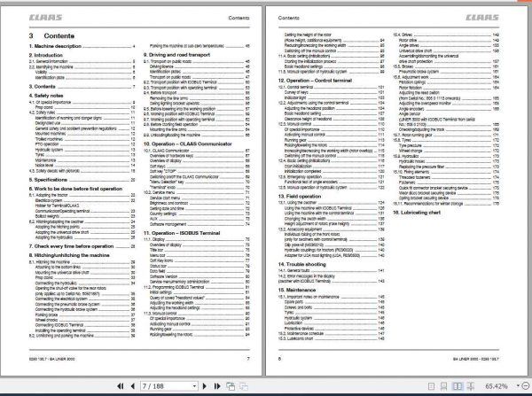 Claas Swathers Liner 3000 Operators Manual 2