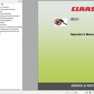 Claas Swathers Liner 470 T Liner 350 T Operators Manual 1