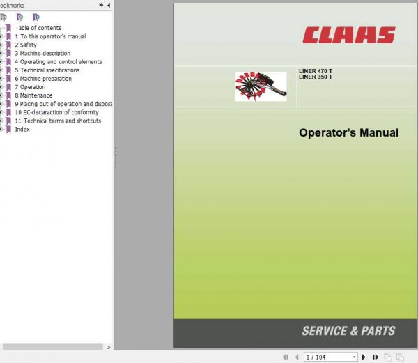 Claas Swathers Liner 470 T Liner 350 T Operators Manual 1