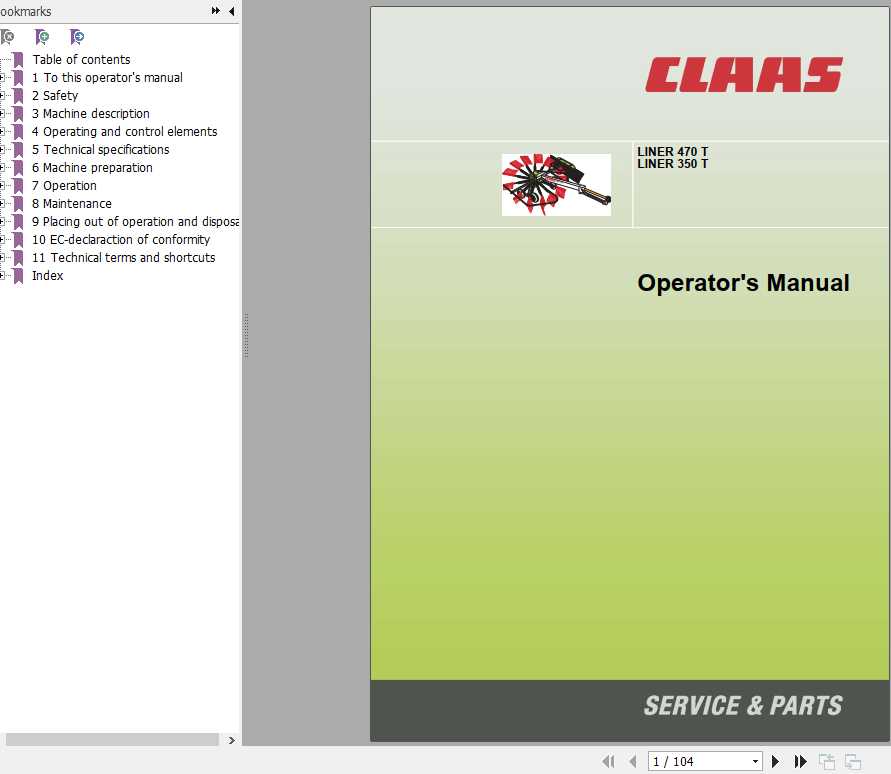 Claas Swathers Liner 470 T Liner 350 T Operators Manual 1