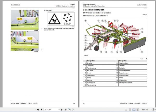 Claas Swathers Liner 470 T Liner 350 T Operators Manual 2