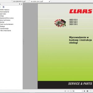 Claas Swathers Liner 470S 430S 390S 350S Operators Manual 1