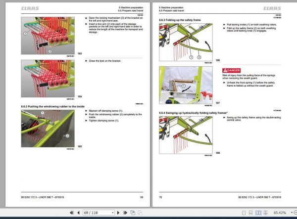 Claas Swathers Liner 500 T Operators Manual 3