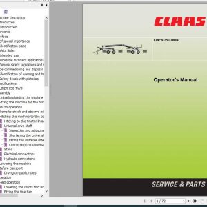 Claas Swathers Liner 750 Twin Operators Manual 1