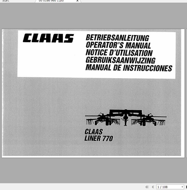 Claas Swathers Liner 770 Operators Manual FR DE EN RU 1