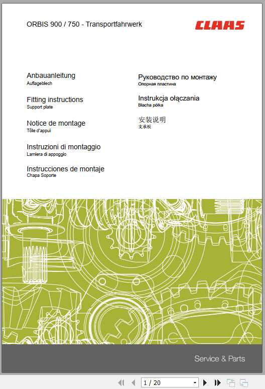 Claas Swathers ORBIS 900 750 Transportfahrwerk Fitting Instruction 1