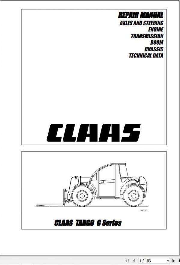 Claas TARGO C series TeleHandler Repair Manual 3498590 1