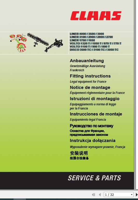 Claas Tedders LINER 1605 4000 Fitting Instruction 1