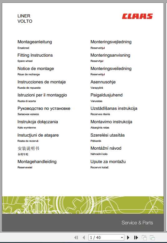 Claas Tedders LINER VOLTO Fitting Instruction 1