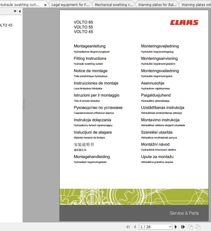 Claas Tedders VOLTO 65 VOLTO 55 VOLTO 45 Fitting Instruction 2