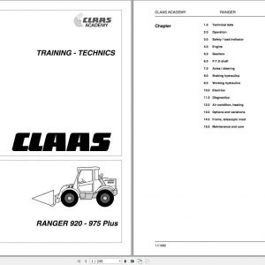 Claas TeleHandler RANGER 920 975 Plus Training Technical Manual 1