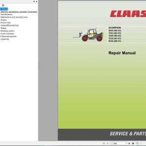 Claas TeleHandler SCORPION 6030 9040 Model 400 01 404 03 Repair Manual 1