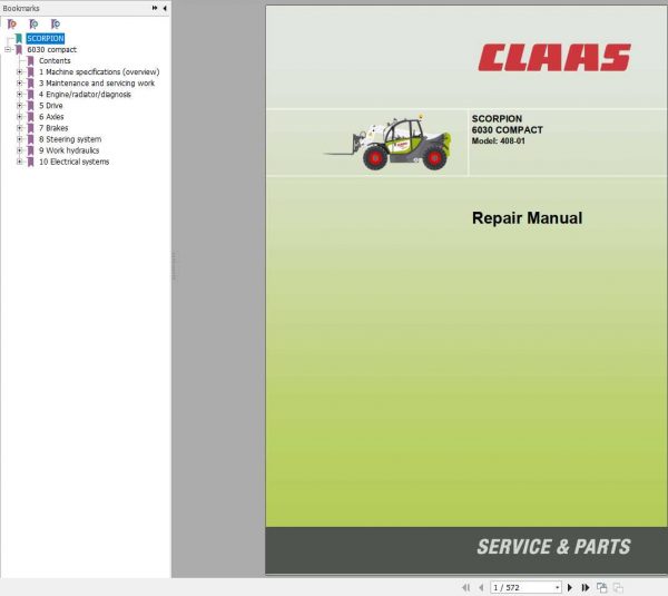 Claas TeleHandler SCORPION 6030 Compact Model 408 01 Repair Manual 1