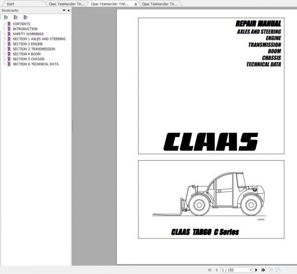 Claas TeleHandler TARGO C Series Repair Manual Technical Training 1