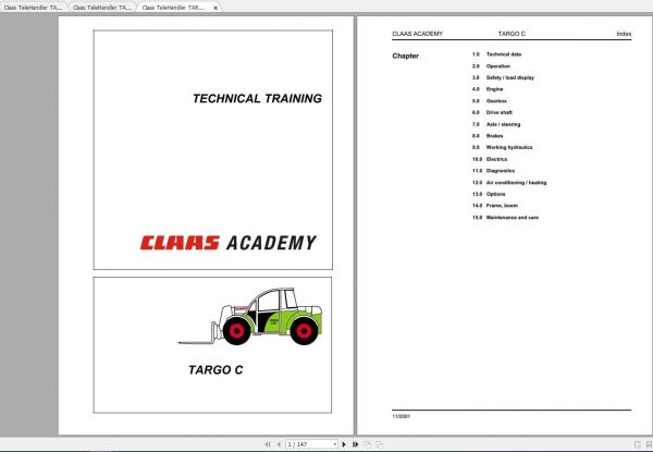 Claas TeleHandler TARGO C Series Repair Manual Technical Training 3