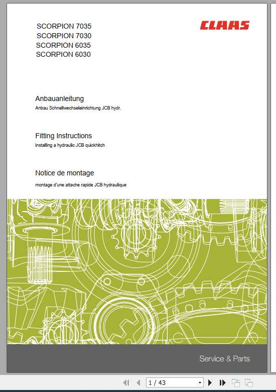 Claas Telehandlers SCORPION 7035 415 15K23 Fitting Instruction 1