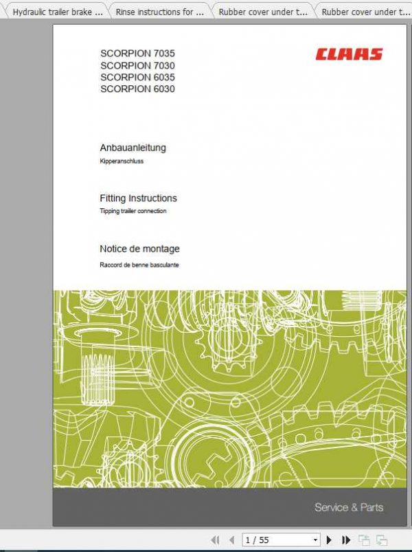 Claas Telehandlers SCORPION 7035 7030 6035 6030 Fitting Instruction 1