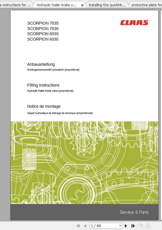 Claas Telehandlers SCORPION 9040 7045 7040 7035 7030 Fitting Instruction 1