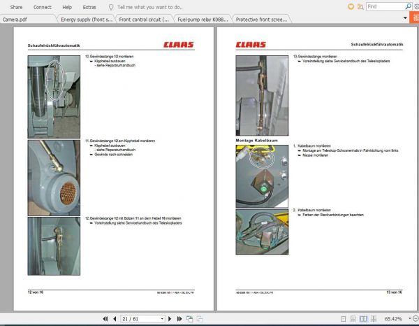 Claas Telehandlers SCORPION 9055 416 15K27 Fitting Instruction 2