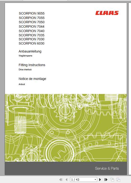Claas Telehandlers SCORPION 9055 7055 7050 7044 7040 7035 7030 6030 Fitting Instruction 1