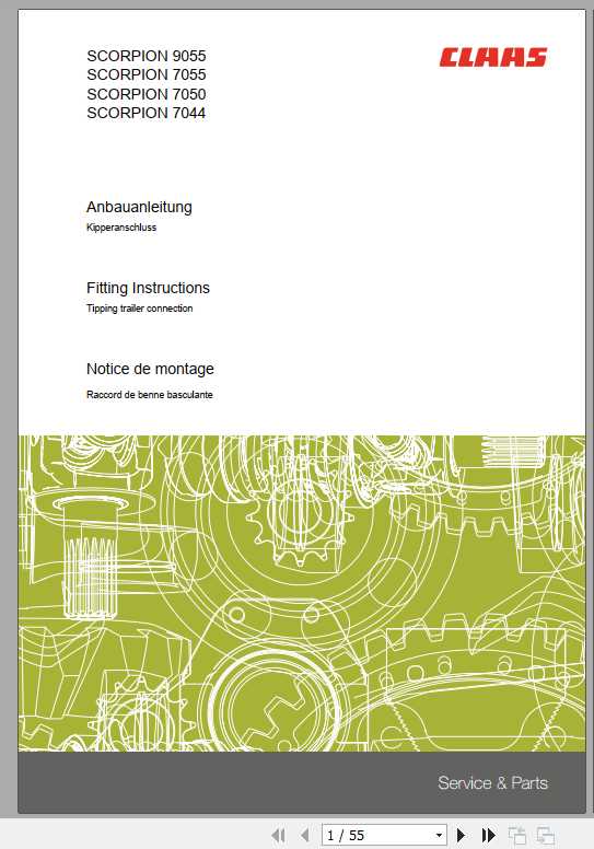 Claas Telehandlers SCORPION 9055 7055 7050 7044 Fitting Instruction 1