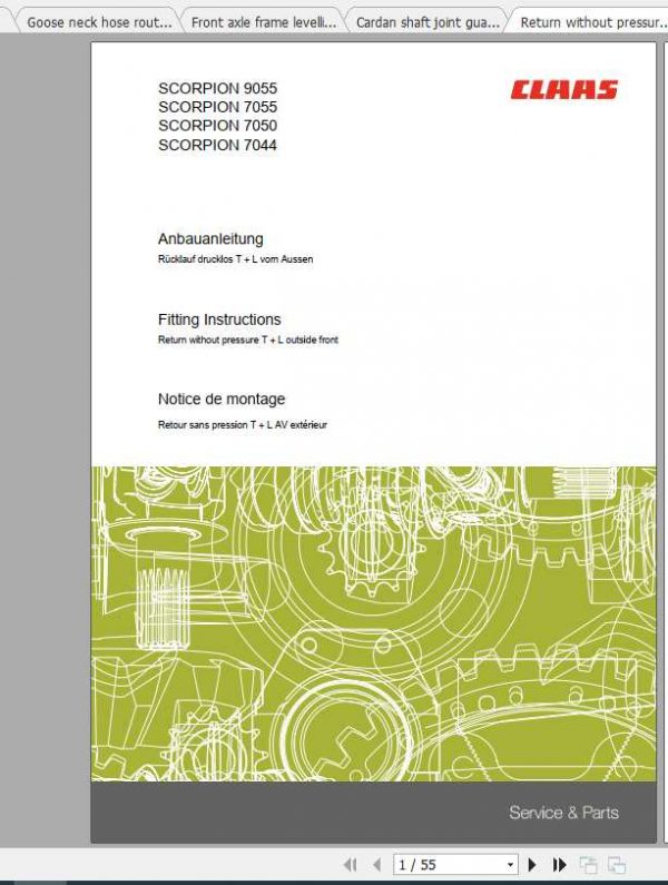 Claas Telehandlers SCORPION 9055 9040 7045 7040 7035 7030 6030 Fitting Instruction 2