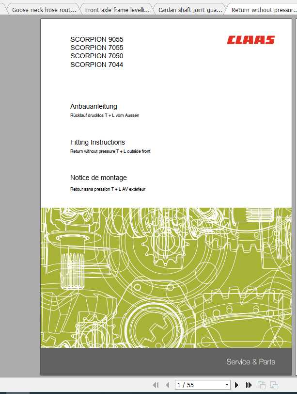 Claas Telehandlers SCORPION 9055 9040 7045 7040 7035 7030 6030 Fitting Instruction 2