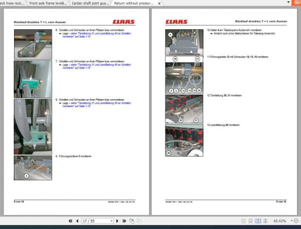 Claas Telehandlers SCORPION 9055 9040 7045 7040 7035 7030 6030 Fitting Instruction 3