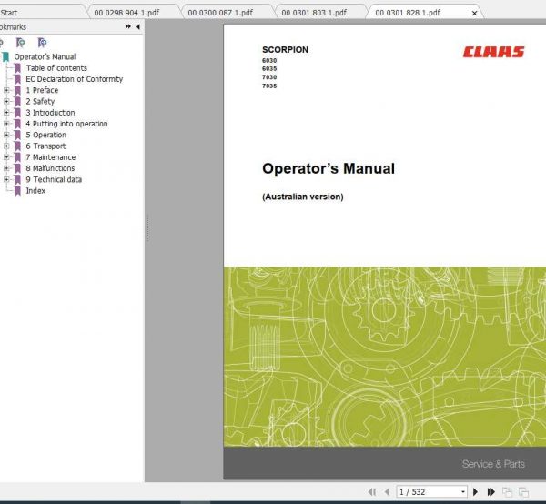 Claas Telehandlers Scorpion 7035 7030 6035 6030 Operators Manual 1
