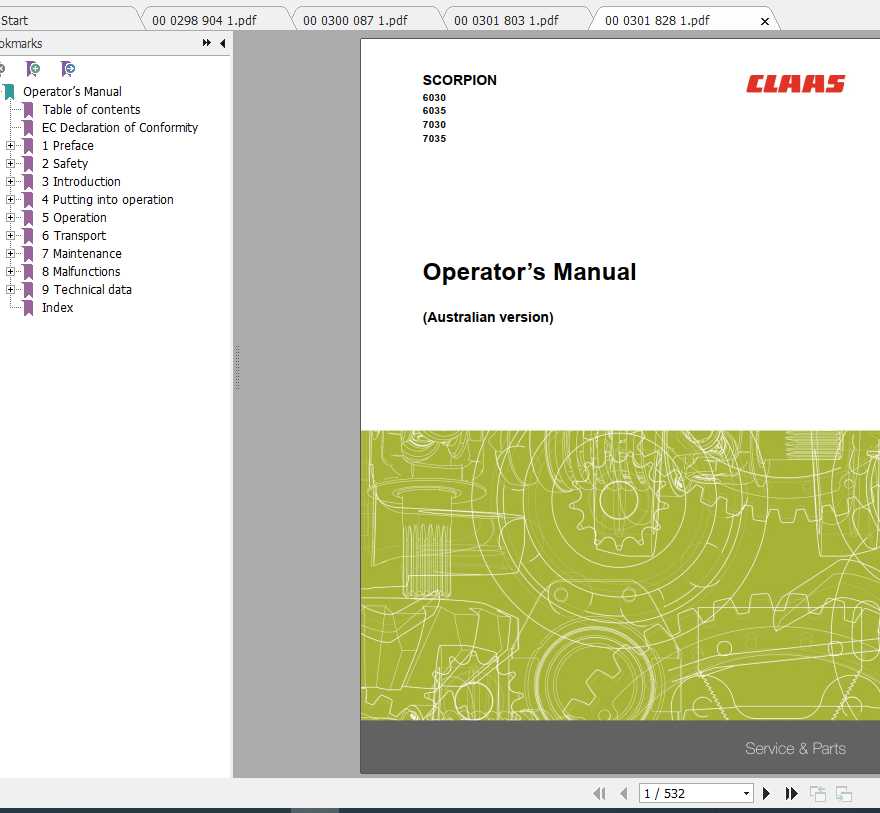 Claas Telehandlers Scorpion 7035 7030 6035 6030 Operators Manual 1