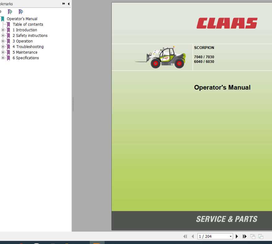 Claas Telehandlers Scorpion 7040 7030 6040 6030 Operators Manual 1