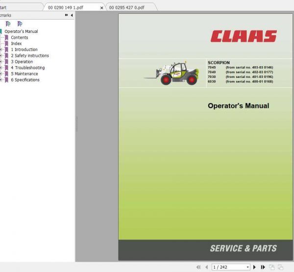 Claas Telehandlers Scorpion 7045 7040 7030 6030 Operators Manual 2