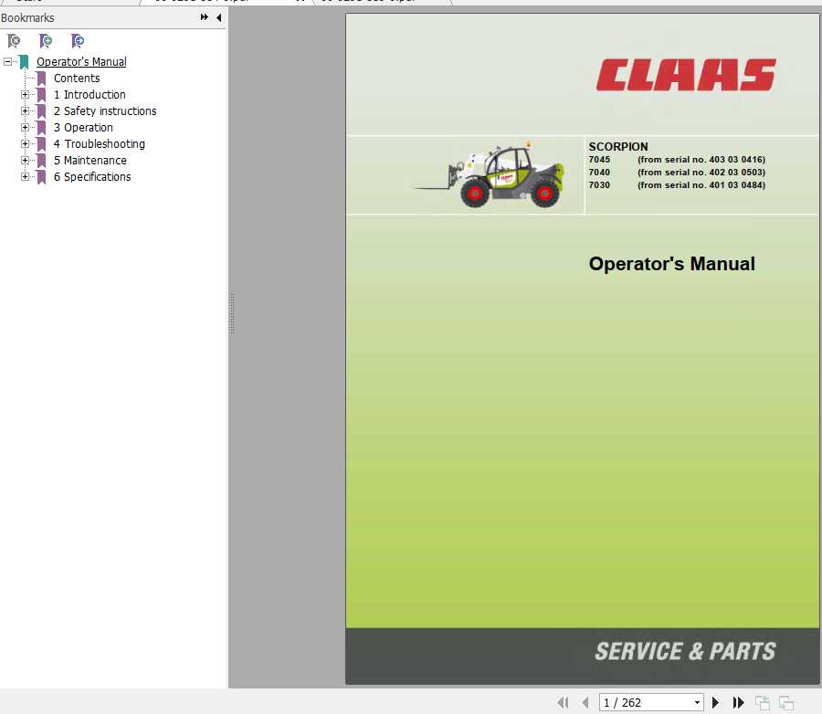 Claas Telehandlers Scorpion 7045 7040 7030 Operators Manual 1