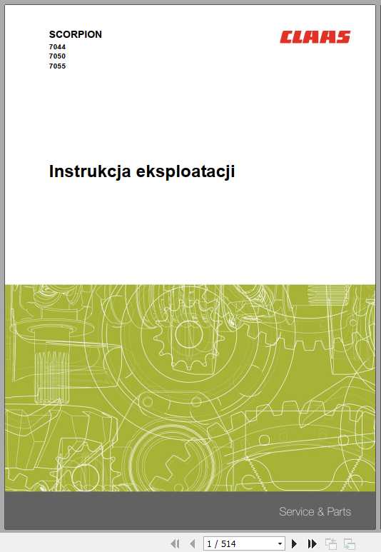 Claas Telehandlers Scorpion 7055 7050 7044 Operators Manual 1