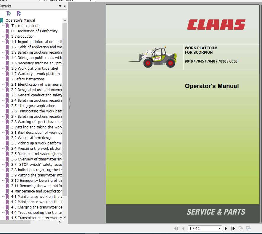 Claas Telehandlers Scorpion 9040 7045 7040 7030 6040 6030 Operators Manual 1