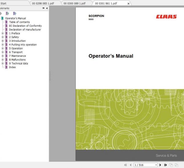 Claas Telehandlers Scorpion 9055 Operators Manual 1