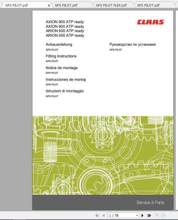 Claas Tractor AXION 400 500 600 800 900 Fitting Instruction 2