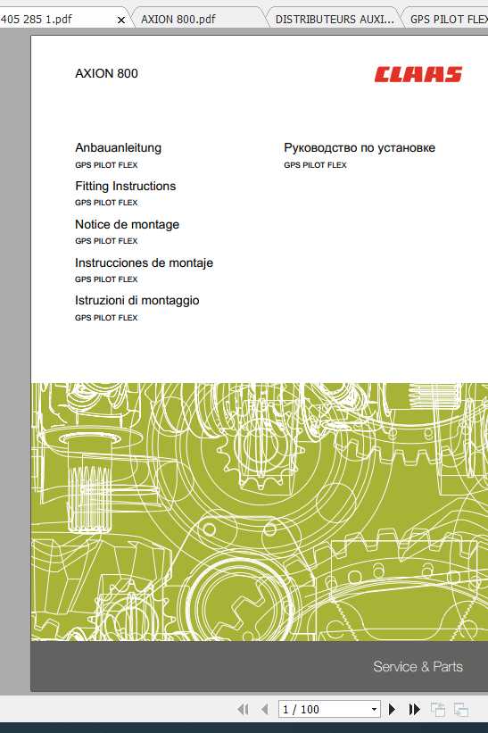 Claas Tractor AXION 800 Fitting Instruction FR DE EN RU 2