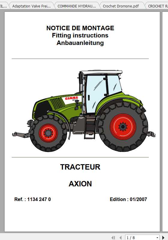 Claas Tractor AXION Fitting Instruction 1