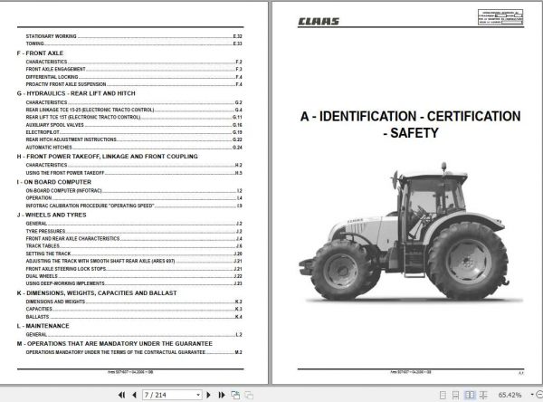 Claas Tractor Ares 547 557 567 577 617 657 697 Operators Manual 2