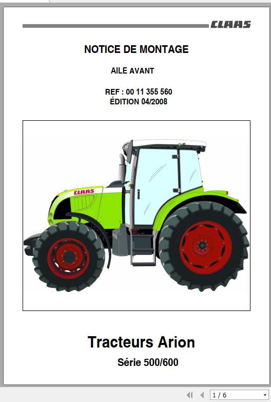 Claas Tractor Arion 500 600 Fitting Instruction 1