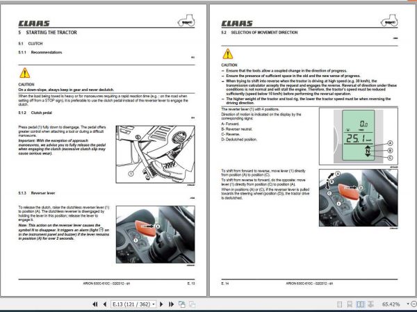 Claas Tractor Arion 630C 610C Operators Manual 3