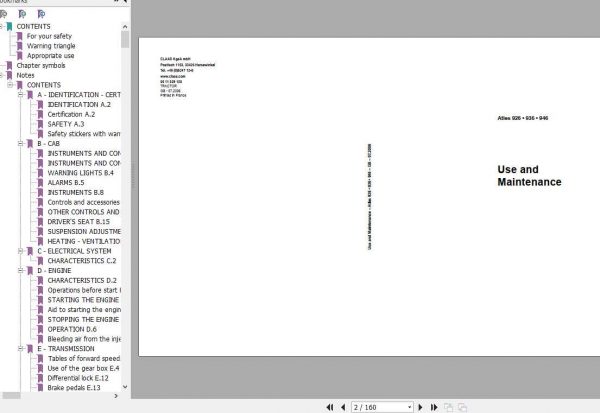 Claas Tractor Atles 926 936 946 Use and Maintenance Manual 1